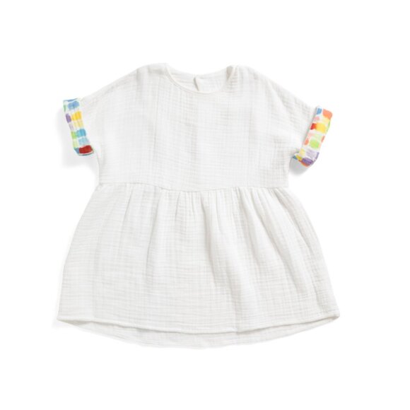 1212 White Girls Color Block Sleeve Dress - Picture 1 of 2